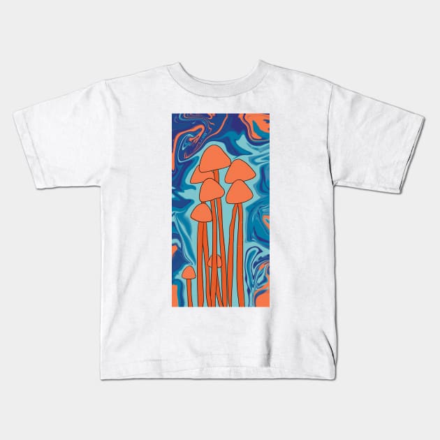 Groovy Orange Mushroom Family Kids T-Shirt by notastranger